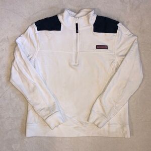 Vinyard Vines Cotton Quarter Zip Blue White Classic Long Sleeve Sweatshirt
